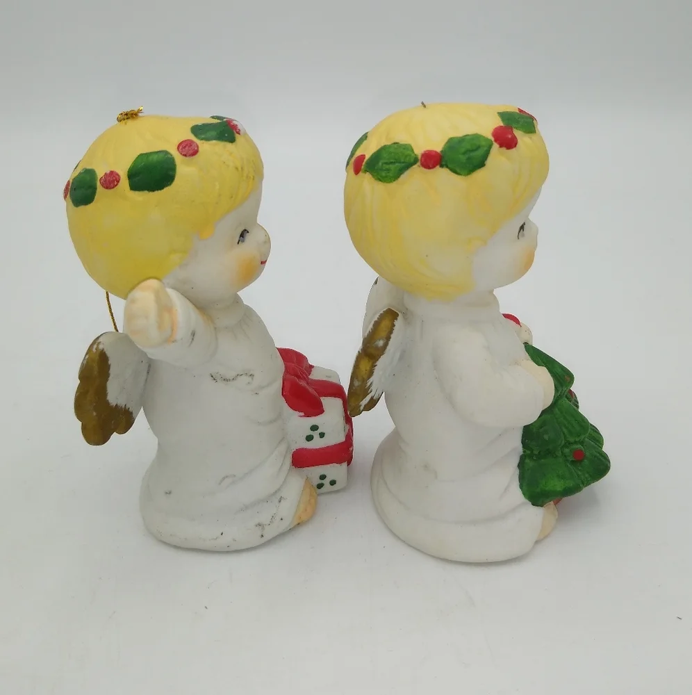 Jamestown China Christmas Cherubs Porcelain Angel Ornaments Set of 4 Vintage Box